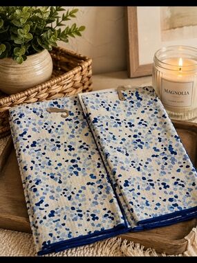Blue Speckled Hanging Kitchen Towels Set of Set of 2 Nwt